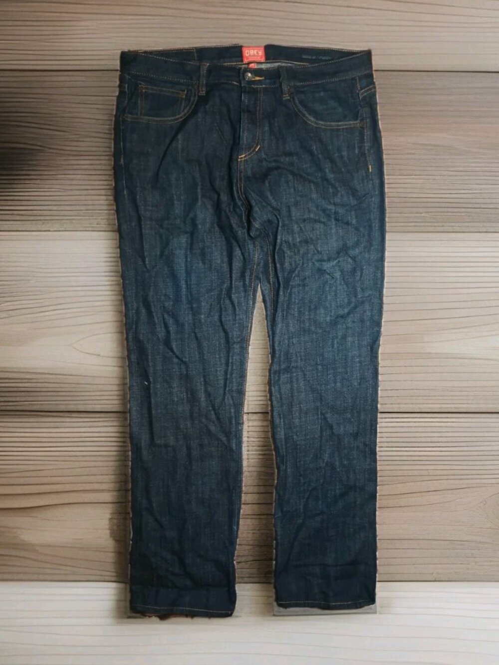 Obey Propaganda Men's Jeans 34x32 Dark Navy Straight Leg Y2K Streetwear Skate